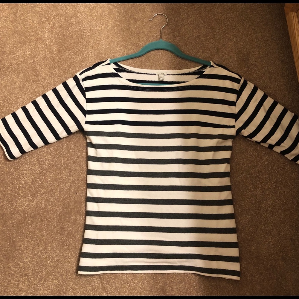 J. Crew Cotton 1/2 Sleeve Ombré Stripe Sweater (S)